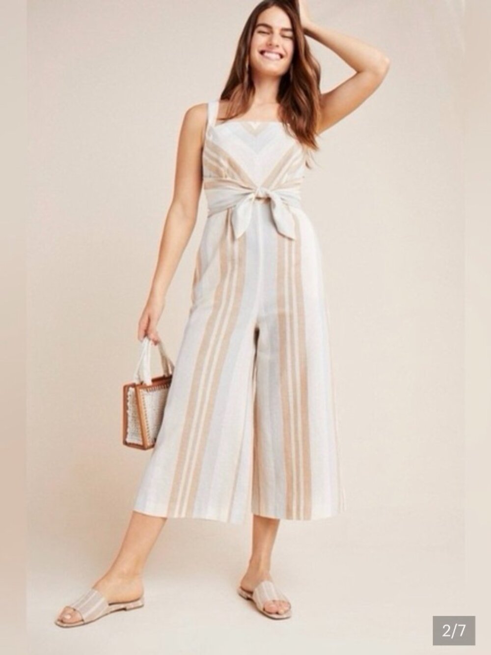 Anthropologie | Striped Linen Wide-Leg Jumpsuit